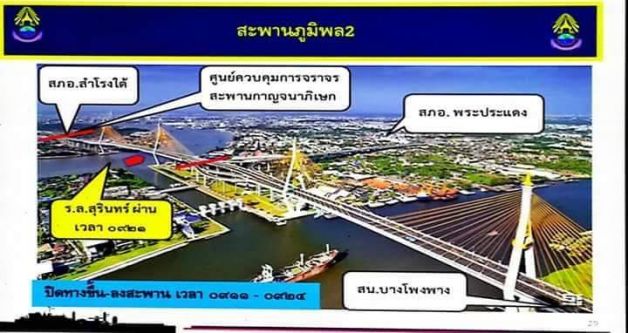 แจ้งปิดการจราจรบริเวณสะพานภูมิพล-สะพานกาญจนาภิเษก 20 ก.ค.นี้