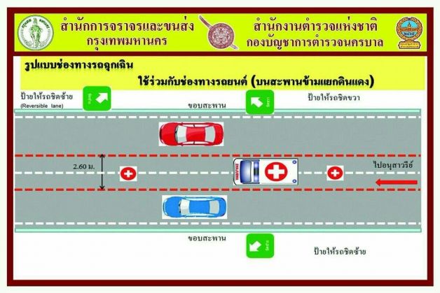 กทม.ตีเส้นแดงเป็นเส้นทางสำหรับรถฉุกเฉิน แนะวิธีหลบทาง